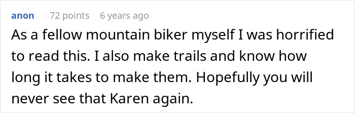“Karen” Blocks Private Bike Trail Like She Owns The Place, Changes Tune When Actual Owner Appears “Karen” Blocks Private Bike Trail Like She Owns The Place, Changes Tune When Actual Owner Appears