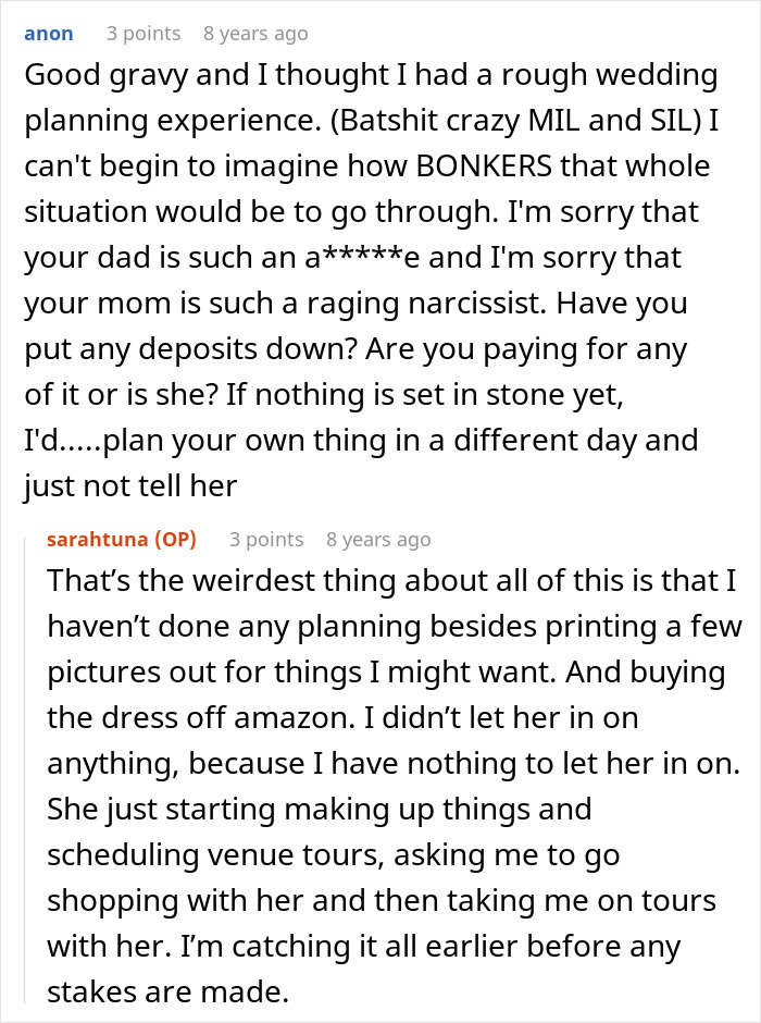 Mom Tries To Score A Free Wedding On Daughter’s Big Day, Gets Shut Down Fast By Furious Bride-To-Be Mom Tries To Score A Free Wedding On Daughter’s Big Day, Gets Shut Down Fast By Furious Bride-To-Be
