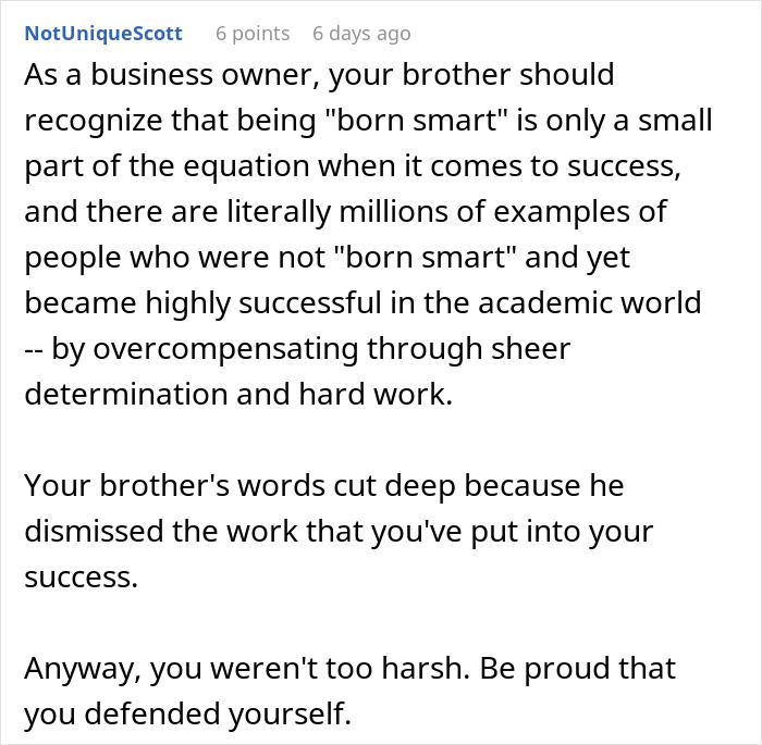 Woman Gives Brother A Harsh Reality Check After His Insane Take On Her Life
