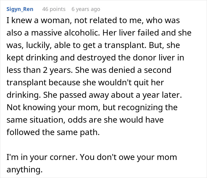 Alcoholic Mom Treats 28YO Daughter Like She's Disposable, Demands Her Liver After Ruining Her Own Alcoholic Mom Treats 28YO Daughter Like She's Disposable, Demands Her Liver After Ruining Her Own