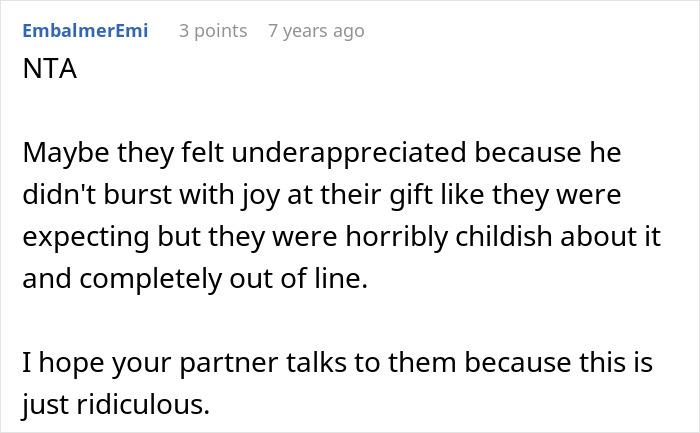 Screenshot of Reddit comment discussing grandma accusing person of buying stepson's love with gifts.