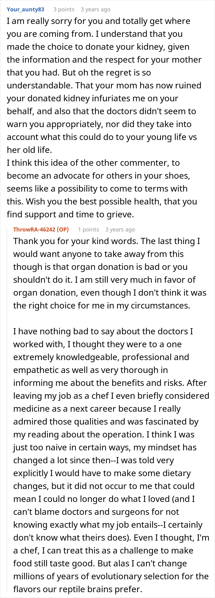 More comments from the woman who donated a kidney, detailing the unforeseen costly price and regret. More comments from the woman who donated a kidney, detailing the unforeseen costly price and regret.