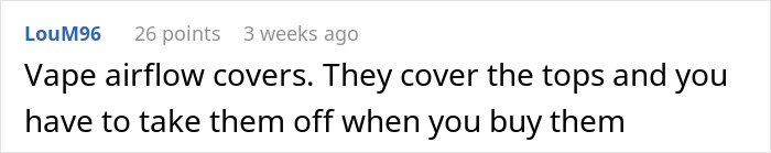 A parent asks the internet about a weird object in son's room, realizing they need a serious talk about vape airflow covers.