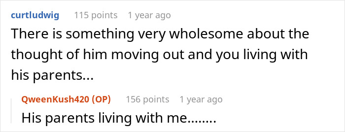 A wholesome comment about the cheating husband moving out and the wife living with his parents. A wholesome comment about the cheating husband moving out and the wife living with his parents.