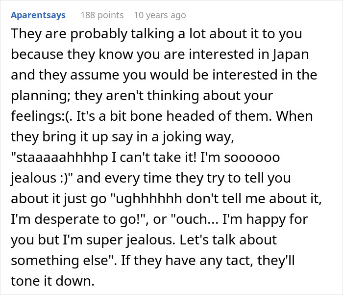 Screenshot of a Reddit comment suggesting how the woman can respond to her boyfriend's family's cruel plan. Screenshot of a Reddit comment suggesting how the woman can respond to her boyfriend's family's cruel plan.