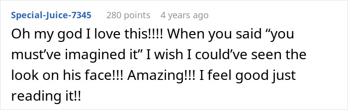 A comment expressing enjoyment of the story about the bully gaslighting the kid over a Batman toy. A comment expressing enjoyment of the story about the bully gaslighting the kid over a Batman toy.