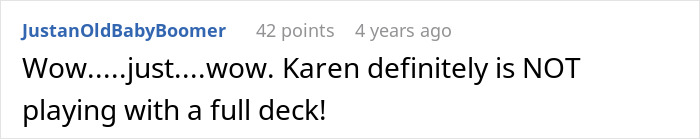 A comment criticizing the half-sister for her actions related to infertility and wanting to be a mom to the baby.