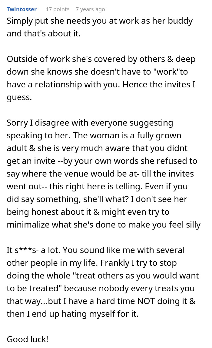 Woman Thinks She’s Found A Bestie At Work, Her Wedding Invite List Reveals She’s Just A Coworker Woman Thinks She’s Found A Bestie At Work, Her Wedding Invite List Reveals She’s Just A Coworker