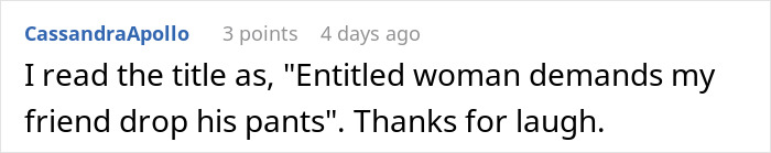 A funny comment about the entitled woman and the photographer's response.