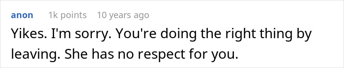 A screenshot of a comment about a mom's control over kid's education and her wife's wardrobe rights.