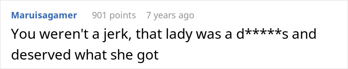 A user comment calling the woman a jerk for not switching plane seats after being ignored. A user comment calling the woman a jerk for not switching plane seats after being ignored.