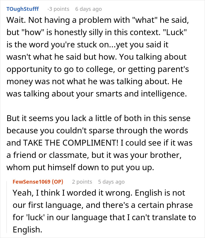 Woman Gives Brother A Harsh Reality Check After His Insane Take On Her Life