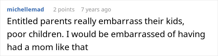A comment about entitled parents embarrassing kids when a mom sits in a plane seat. A comment about entitled parents embarrassing kids when a mom sits in a plane seat.