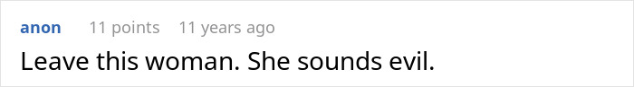 A concise comment advising to leave the woman due to her evil nature in the wife's jealousy story.