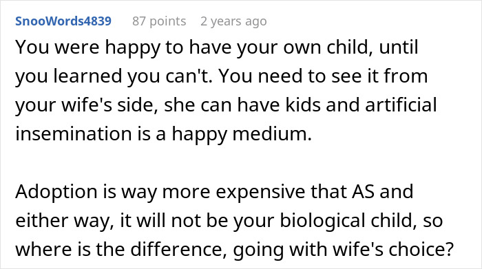 A man questions marriage after years of trying to conceive and his wife exposes shocking beliefs about artificial insemination.