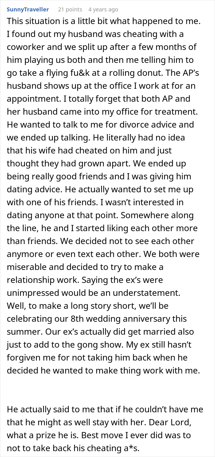 A long comment detailing a personal story related to spouses sleeping together and finding love. A long comment detailing a personal story related to spouses sleeping together and finding love.