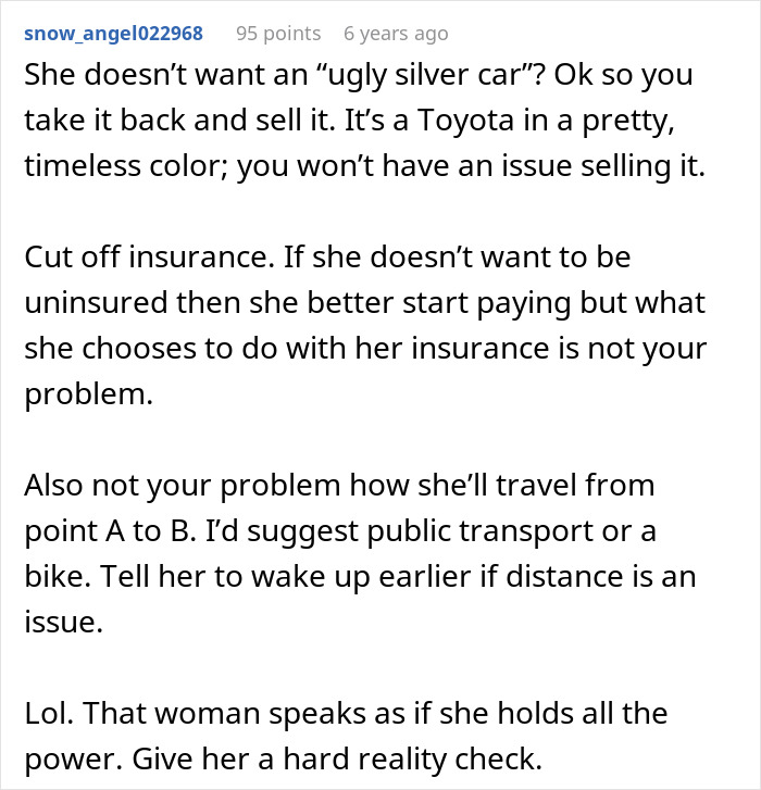 A comment suggesting practical steps for a guy in debt regarding his cheater wife and car. A comment suggesting practical steps for a guy in debt regarding his cheater wife and car.