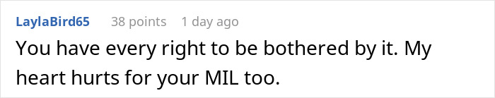 A screenshot of a Reddit comment expressing sympathy for the MIL in a story about a woman stealing a husband. A screenshot of a Reddit comment expressing sympathy for the MIL in a story about a woman stealing a husband.