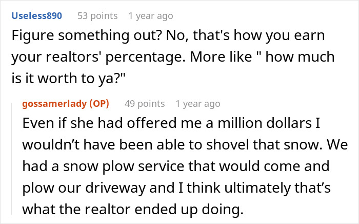 Entitled Realtor Expects 7-Month Pregnant Neighbor To Shovel Snow For Open House, Gets Told Off Entitled Realtor Expects 7-Month Pregnant Neighbor To Shovel Snow For Open House, Gets Told Off