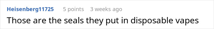 A parent asks the internet about a weird object in son's room, realizing they need a serious talk about disposable vape seals.