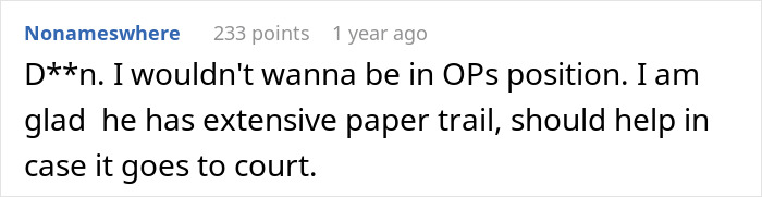 A comment expressing relief for extensive paper trail regarding a new neighbor's eerie behavior.
