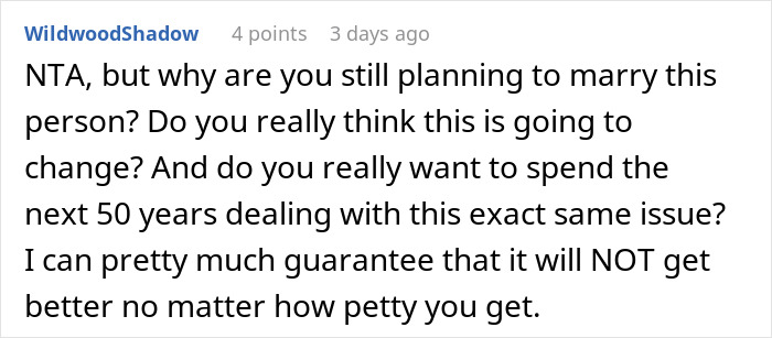 Detailed Reddit comment about a woman blocking her fiancé's card for cleaning, asking why she's still planning to marry him. Detailed Reddit comment about a woman blocking her fiancé's card for cleaning, asking why she's still planning to marry him.