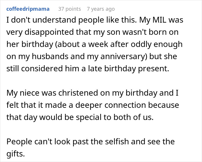 A comment sharing a personal story about a MIL and a grandson’s first birthday, focusing on family connections. A comment sharing a personal story about a MIL and a grandson’s first birthday, focusing on family connections.