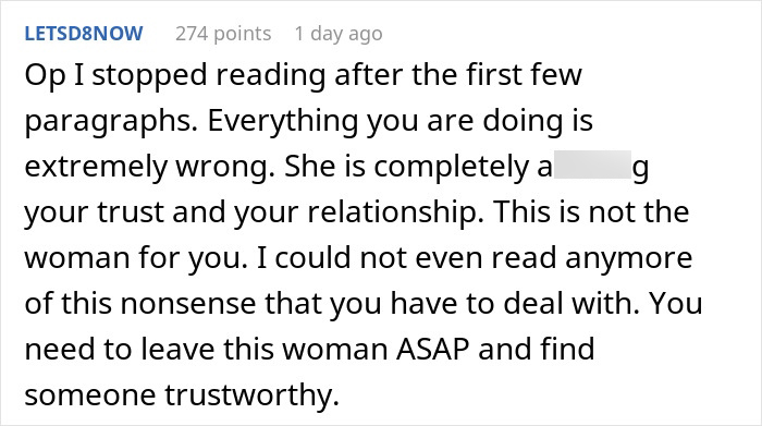 A comment about the wife's secret conversations and her needing support, advising to leave the woman. A comment about the wife's secret conversations and her needing support, advising to leave the woman.