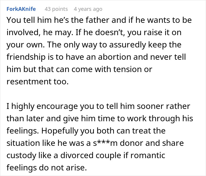 A comment on friends finding out spouses are sleeping together, discussing father involvement after a one night stand. A comment on friends finding out spouses are sleeping together, discussing father involvement after a one night stand.