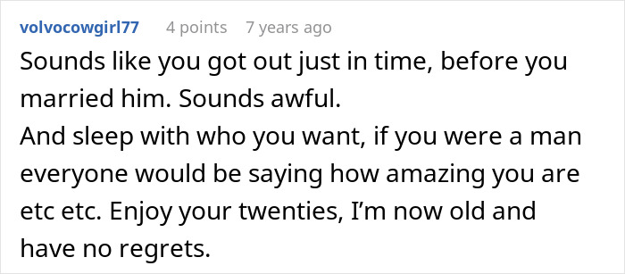 A Reddit comment about avoiding marriage and enjoying youth after a man suggests an open relationship. A Reddit comment about avoiding marriage and enjoying youth after a man suggests an open relationship.
