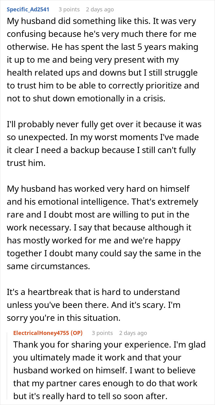 User shares a similar experience after a woman was rushed to the ICU, reflecting on trust and emotional support. User shares a similar experience after a woman was rushed to the ICU, reflecting on trust and emotional support.