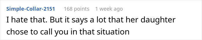 A social media comment from Simple-Collar-2151 about a daughter calling for help, making her friend suffer. A social media comment from Simple-Collar-2151 about a daughter calling for help, making her friend suffer.