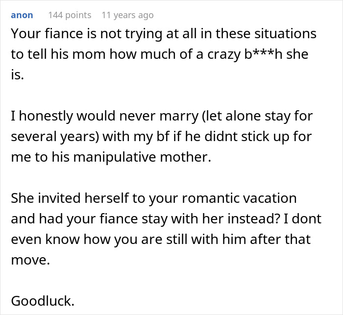 Future MIL Spends Years Sabotaging Son’s Relationship, Pushes His Fiancée Close To Calling It Quits Future MIL Spends Years Sabotaging Son’s Relationship, Pushes His Fiancée Close To Calling It Quits