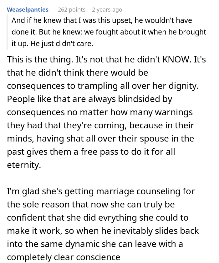 A screenshot of a comment about a MIL driving a woman to leave her son, discussing consequences for disrespect. A screenshot of a comment about a MIL driving a woman to leave her son, discussing consequences for disrespect.
