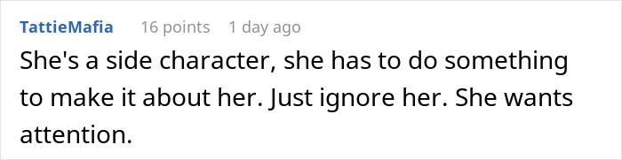 A Reddit comment suggesting the woman who waited 25 years to apologize for stealing a husband wants attention. A Reddit comment suggesting the woman who waited 25 years to apologize for stealing a husband wants attention.