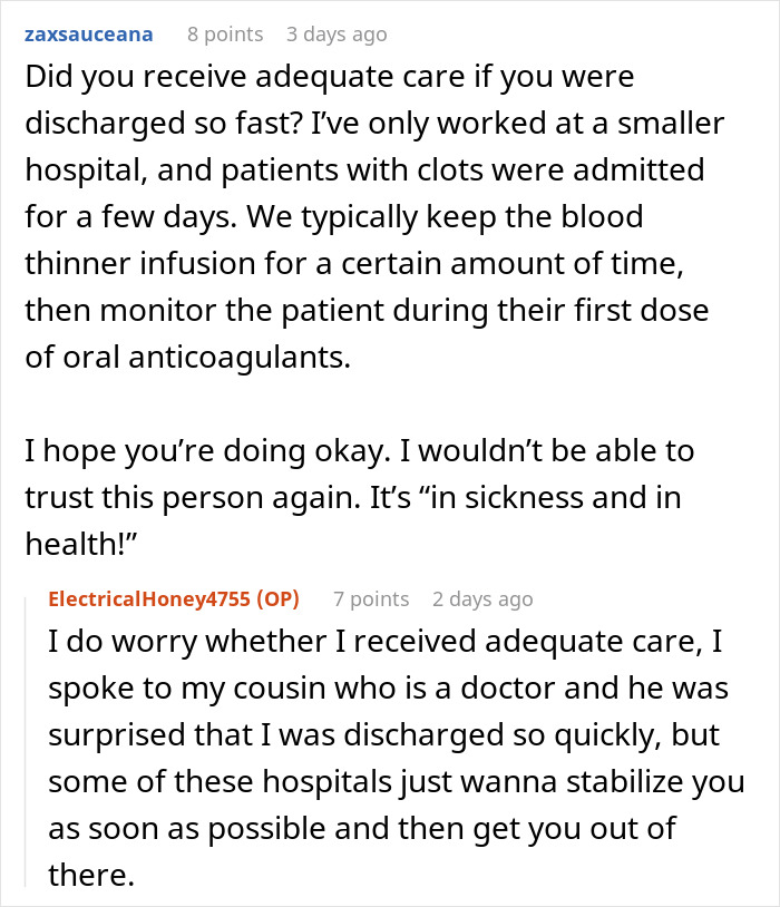 Comments on a woman's medical emergency and questions about the care received after being rushed to ICU. Comments on a woman's medical emergency and questions about the care received after being rushed to ICU.