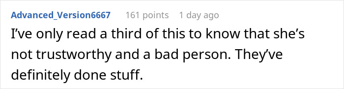 A comment on a wife's secret conversations, calling her untrustworthy and a bad person. A comment on a wife's secret conversations, calling her untrustworthy and a bad person.