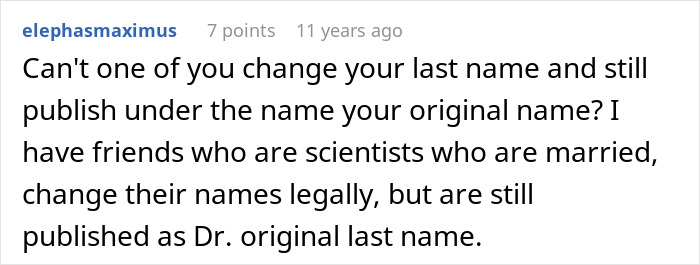 A hilariously awkward social media comment about changing last names, with one person sharing too much personal info. A hilariously awkward social media comment about changing last names, with one person sharing too much personal info.