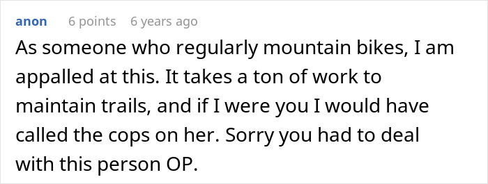 “Karen” Blocks Private Bike Trail Like She Owns The Place, Changes Tune When Actual Owner Appears “Karen” Blocks Private Bike Trail Like She Owns The Place, Changes Tune When Actual Owner Appears