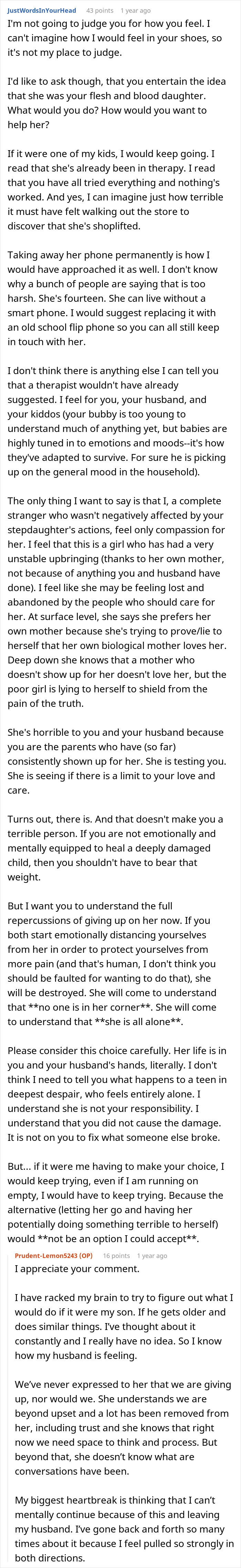 Screenshot of Reddit comments discussing drama with husband's kid and woman preparing to walk away. Screenshot of Reddit comments discussing drama with husband's kid and woman preparing to walk away.