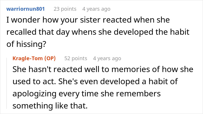 A screenshot of Reddit comments detailing a spoiled sister and enabling mom's impact on a brother's nightmare. A screenshot of Reddit comments detailing a spoiled sister and enabling mom's impact on a brother's nightmare.
