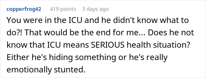 A woman discusses her shock that her fiancé waited until the next day to visit her after her medical emergency A woman discusses her shock that her fiancé waited until the next day to visit her after her medical emergency