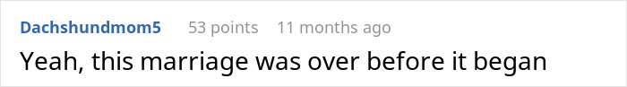 A concise comment stating a marriage controlled by the husband's mom was doomed from the start. A concise comment stating a marriage controlled by the husband's mom was doomed from the start.