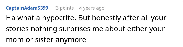 A comment about a spoiled sister becoming a brother's nightmare, highlighting the enabling mom. A comment about a spoiled sister becoming a brother's nightmare, highlighting the enabling mom.