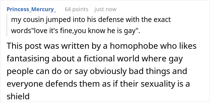32YO Thinks That Being Gay Is His License To Be Rude To Bro's In-Laws, Gets Snubbed By 17YO Cousin 32YO Thinks That Being Gay Is His License To Be Rude To Bro's In-Laws, Gets Snubbed By 17YO Cousin
