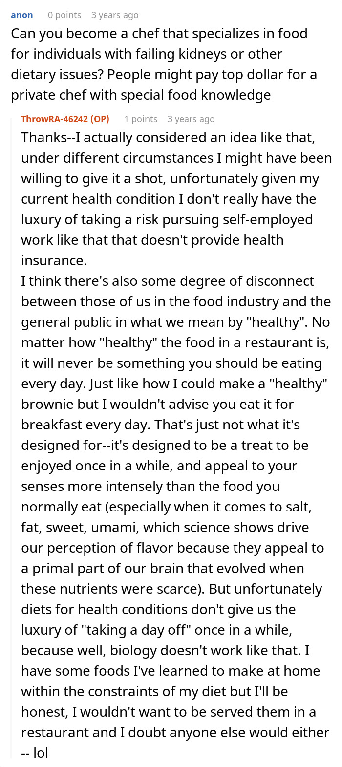 Reddit comment discussing challenges for kidney donors, emphasizing the costly price and health issues. Reddit comment discussing challenges for kidney donors, emphasizing the costly price and health issues.