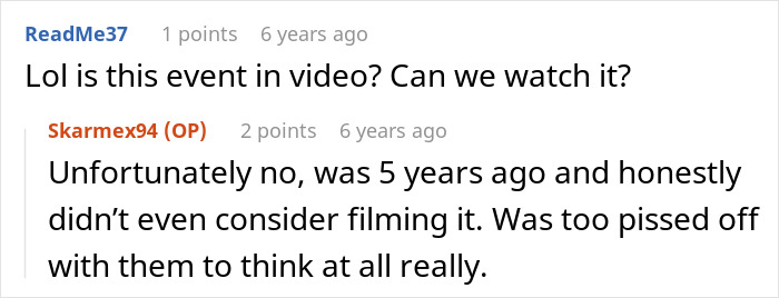 A screenshot of a Reddit comment where a user asks about a video, and OP replies, mom letting kids trespass. A screenshot of a Reddit comment where a user asks about a video, and OP replies, mom letting kids trespass.