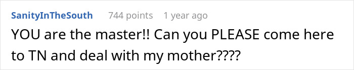 A comment praising a man for his savage ultimatum to his MIL after she gets evicted. A comment praising a man for his savage ultimatum to his MIL after she gets evicted.