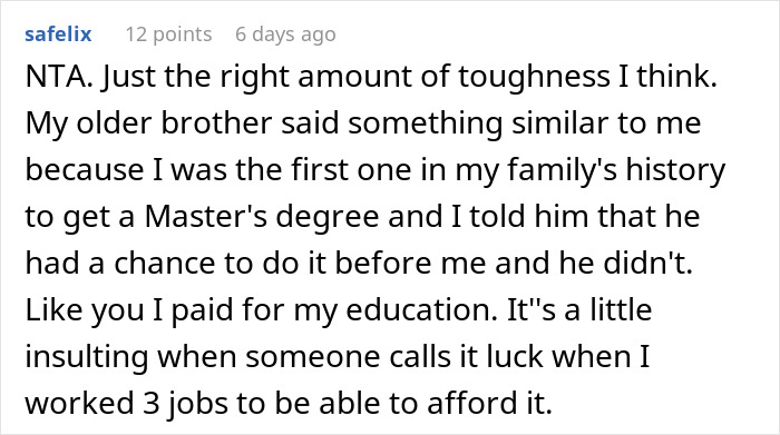 Woman Gives Brother A Harsh Reality Check After His Insane Take On Her Life