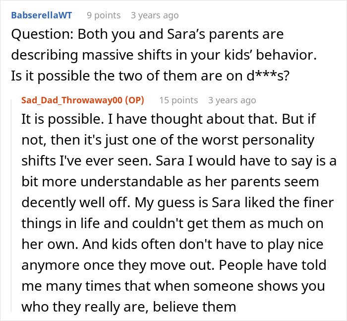 Son steals a family heirloom to propose; a user asks about d**g use, and the dad discusses his son's behavior changes. Son steals a family heirloom to propose; a user asks about d**g use, and the dad discusses his son's behavior changes.